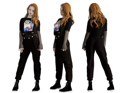 现代穿着黑色衣服的女孩、姑娘、女人人物