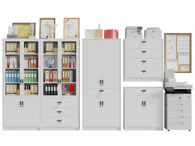 现代办公文件收纳装饰柜 打印机3d模型 现代办公文件收纳装饰柜 打印机