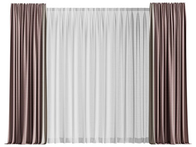 现代布艺窗帘窗纱3d模型 现代布艺窗帘窗纱