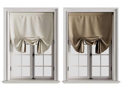 美式布艺罗马帘、折叠窗帘3d模型 美式布艺罗马帘、折叠窗帘