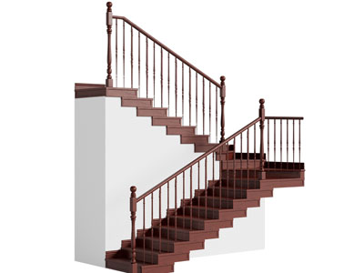 简欧实木旋转楼梯3d模型 简欧实木旋转楼梯