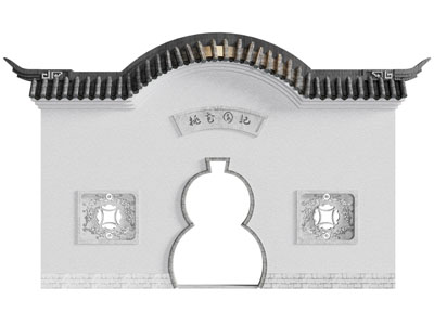 新中式景墙 照壁 园林门窗