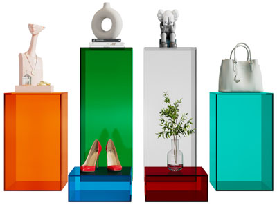 现代彩色箱包鞋帽展台展览