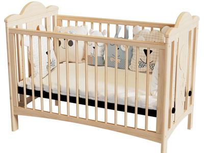 现代实木婴儿床