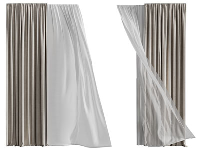 现代窗帘窗纱3d模型 现代窗帘窗纱