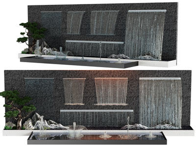 新中式瀑布 喷泉水景景观园艺小品