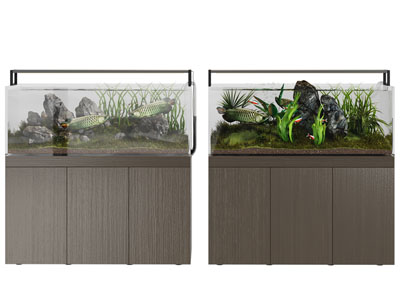 现代带收纳柜的鱼缸水族