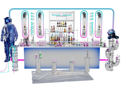 现代防护服、试管实验设备3d模型 现代防护服、试管实验设备