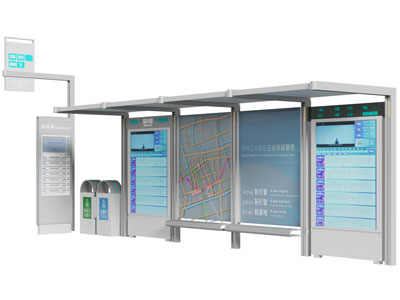 现代不锈钢公交站台、路标、公交车站3d模型 现代不锈钢公交站台、路标、公交车站