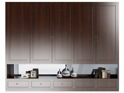 新中式实木衣柜3d模型 新中式实木衣柜