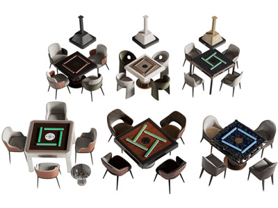 现代方形麻将娱乐桌椅组合