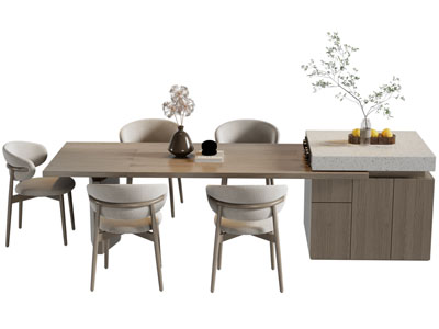 现代实木吧台餐桌椅组合