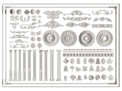 欧式雕花、石膏线、灯盘、罗马柱子3d模型 欧式雕花、石膏线、灯盘、罗马柱子