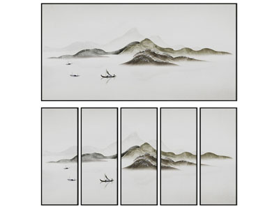 新中式山水装饰挂画3d模型 新中式山水装饰挂画