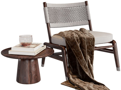 新中式休闲椅子 边几