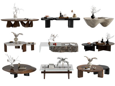 现代拼接茶几 装饰品摆件3d模型 现代拼接茶几 装饰品摆件