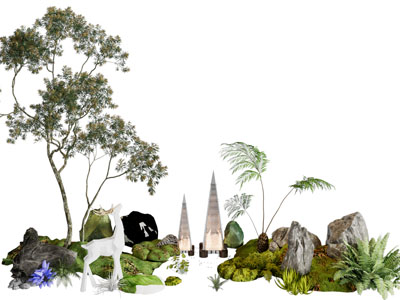 新中式树木 假山 装饰灯景观园艺小品