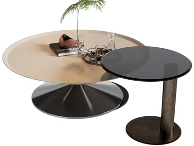 现代圆形茶几3d模型 现代圆形茶几