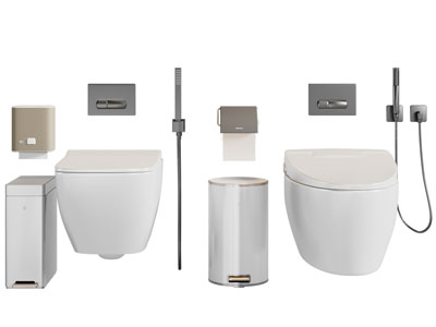 现代马桶、垃圾桶