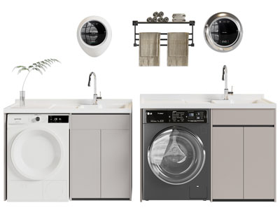 现代洗衣机收纳柜