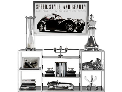 现代不锈钢收纳装饰架、汽车摆件组合