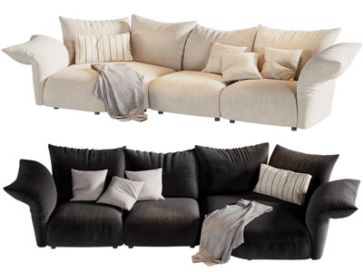 现代布艺多人沙发