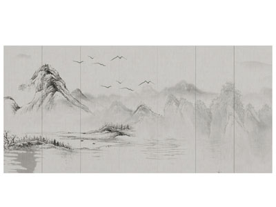 新中式水墨山水装饰挂画3d模型 新中式水墨山水装饰挂画