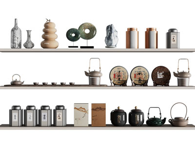 新中式茶罐、茶壶、茶具杯子摆件组合