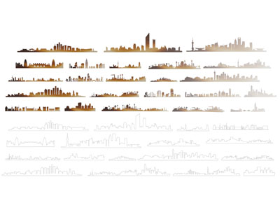 现代城市建筑剪影墙饰
