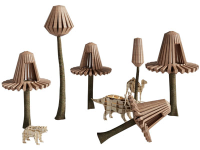 现代动物实木造书架 装饰柱子3d模型 现代动物实木造书架 装饰柱子