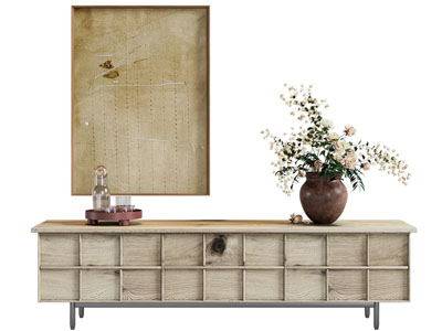 侘寂风电视柜、装饰挂画