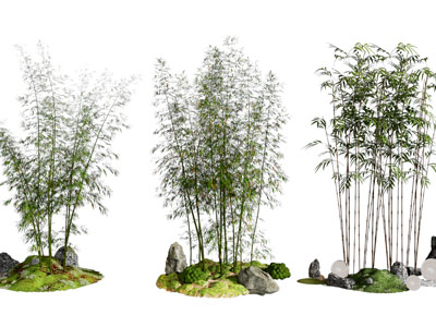 新中式石头、竹子景观园艺小品