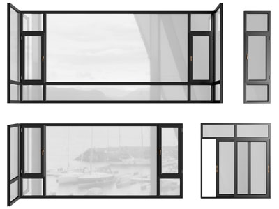 现代阳台转角平开窗