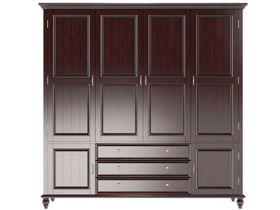 美式实木衣柜3d模型 美式实木衣柜