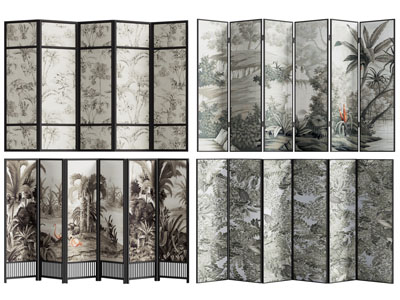 现代花草植物屏风