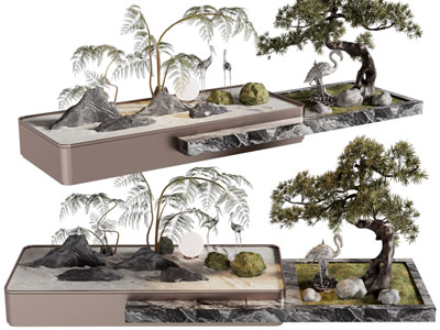 新中式松树 假山 装饰灯景观园艺小品