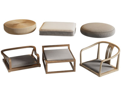 现代实木休闲椅子、蒲团坐垫坐凳