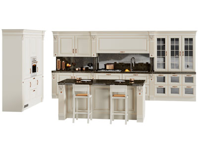 美式整体橱柜 中岛吧台