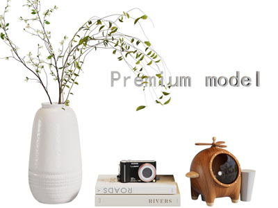 现代花瓶花卉 书本摆件组合