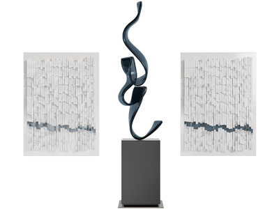 现代装饰挂画、工艺品摆件组合