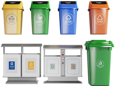 现代社区公用垃圾桶3d模型 现代社区公用垃圾桶