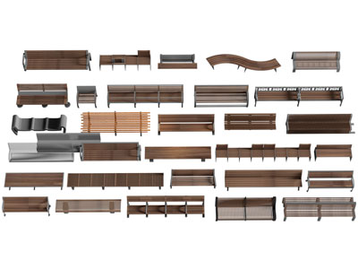 现代户外实木公共椅子