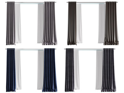 现代窗帘窗纱3d模型 现代窗帘窗纱