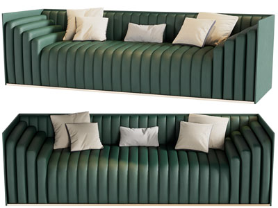 现代墨绿色多人沙发