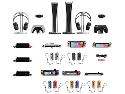 现代游戏机控制器、耳机、音响3d模型 现代游戏机控制器、耳机、音响