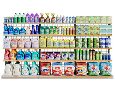 现代便利店超市货架、展架3d模型 现代便利店超市货架、展架