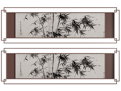 新中式竹子装饰挂画3d模型 新中式竹子装饰挂画