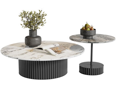 现代大理石圆形茶几 边几3d模型 现代大理石圆形茶几 边几