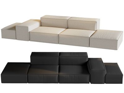 现代布艺块状多人沙发