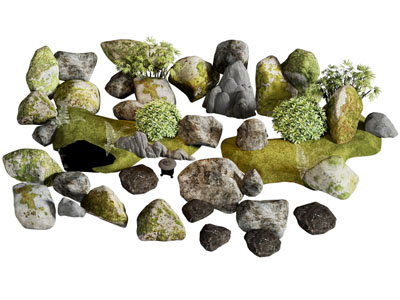 现代长满苔藓的石头 景观石 假山